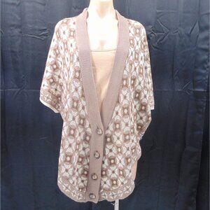 Nurture Cotton Blend Cardigan Sweater L Soft Short Sleeves Hippie Festival